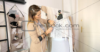 Tailor sewing dress