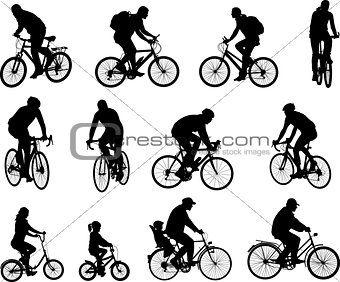 bicyclists silhouettes collection