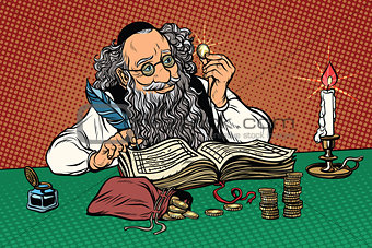 Old Jew with coins