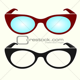 Oval hipster glasses, black and white, colorful