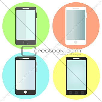 Set of flat smartphone icons
