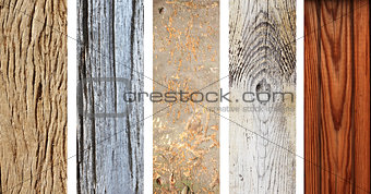 Set of wooden banners with old wood texture 