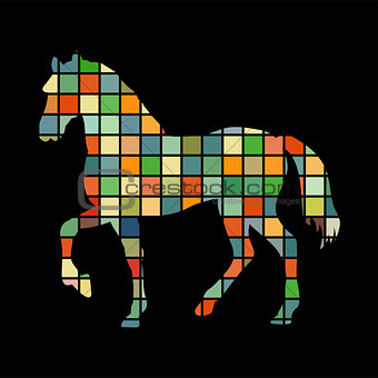 Horse farm mammal color silhouette animal