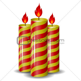 Red Yellow Wax Candles Set.