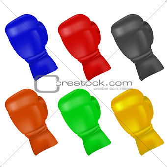 Set of Colorful Boxing Gloves