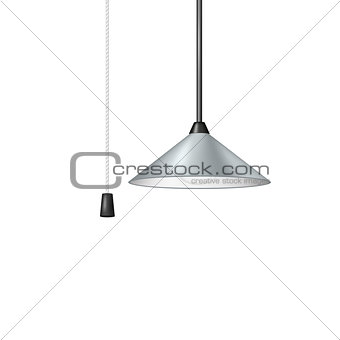 Retro hanging lamp in light blue design with black and white cord switch