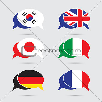 Speech bubble set with flag in vector format