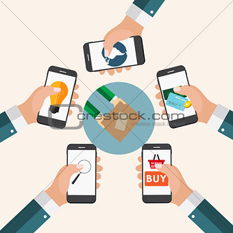 Mobile Apps Concept Online Business, Shopping, E-Commerce in Mod