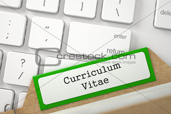 File Card with Inscription Curriculum Vitae. 3d.