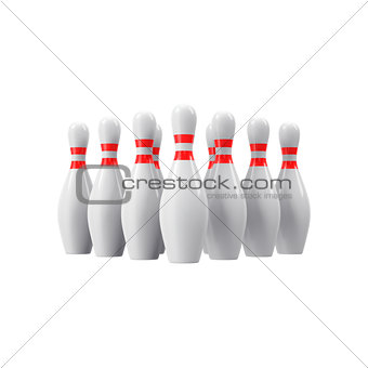 Bowling pins without shadow. 3D rendering