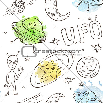 Seamless pattern with aliens