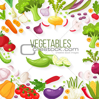 Vector frame of fresh vegetables for your design