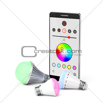 Smartphone and LED light bulbs