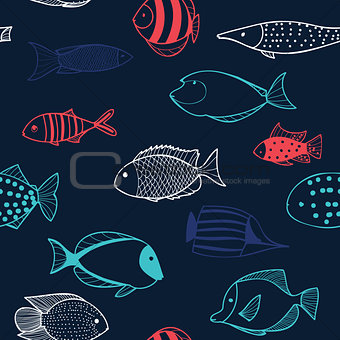 Seamless pattern with fishes