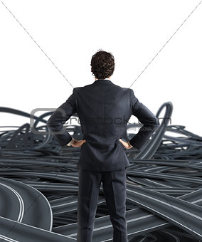 Choices of a businessman and difficult career concept