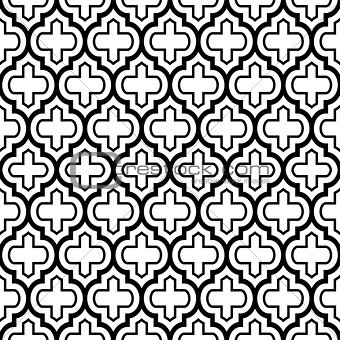 Geometric seamless pattern, Moroccan tiles design, black background