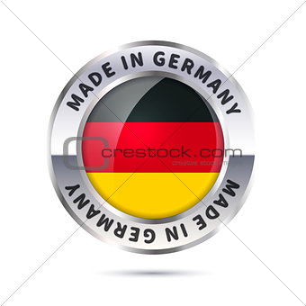 Glossy metal badge icon, made in Germany