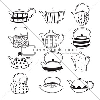 Hand drawn teapots