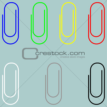 Clip blue green yellow red white grey black icon.