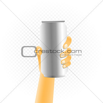 Small can drink in hand
