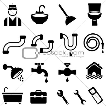 Kitchen, bathroom and house plumbing icons