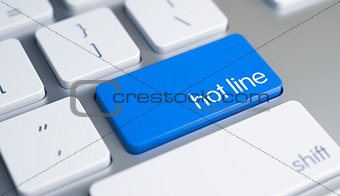 Hot Line - Text on Blue Keyboard Keypad. 3D.