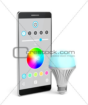 LED bulb controlled by smartphone  