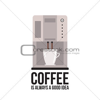 Coffee machine on white background