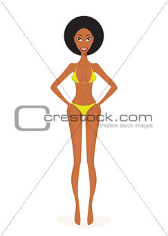 Beautiful African American Black Woman in swimsuit Summer Beach Vacation
