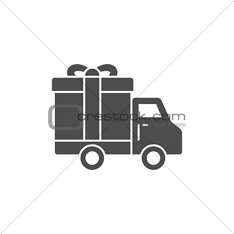Truck delivey gift box icon