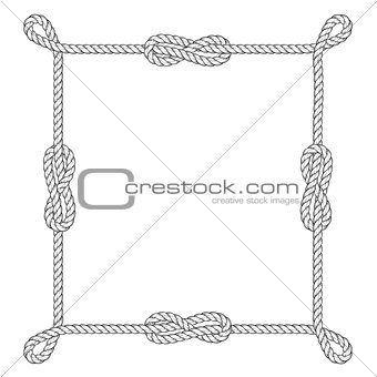 Square rope frame with knots and loops