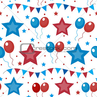 American USA flag seamless patterns. Independence Day, July 4 concept, repeating texture, endless background. Vector illustration.