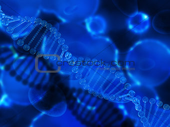 3D medical background with clear DNA strands