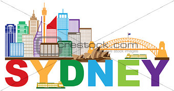 Sydney Australia Skyline Text Colorful Abstract Illustration
