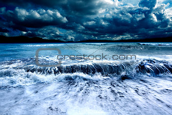 Storm and sea.Cloudy landscape