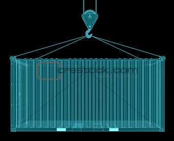 Shipping container with hook. X-ray image