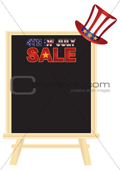 4th of July SALE sign board with Hat Illustration