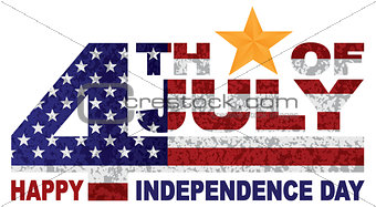 4th of July Independence Day Text Gold Star illlustration