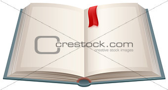 Open book with empty sheets and red bookmark