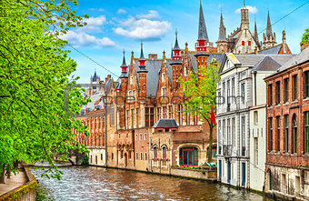 Medieval town Bruges in Belgium panorama