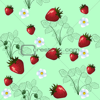 seamless pattern of silhouette strawberry