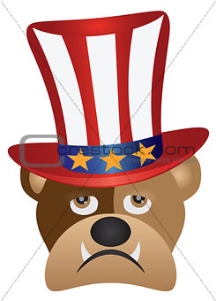 English Bulldog with 4th of July Hat Illustration