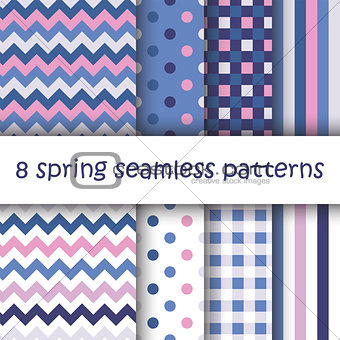 Set of Geometric Seamless Pattern in pastel colors