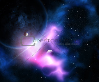 3D abstract fictional space scene