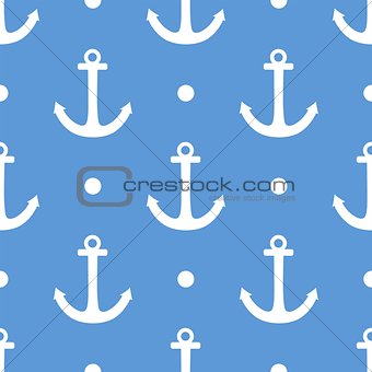 Tile sailor vector pattern with white anchor