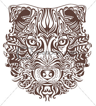 Abstract graphic drawing of dog head