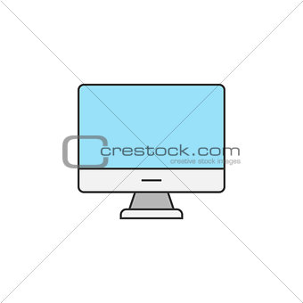 Computer monitor flat line icon