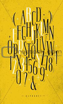 Alphabet gothic font yellow