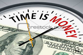 clock with text time is money