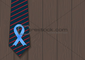 Blue Ribbon Symbol of World Prostate Cancer Awareness Day Concept. Men Healthcare Concept. Vector Illustratio